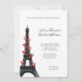 Romantische witte rode harten Eiffeltoren bruiloft Kaart (Voorkant)