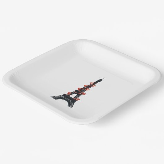 Romantische witte rode harten Eiffeltoren bruiloft Papieren Bordje (Gebogen)