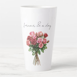 Romantische witte rode roze rozen bloemenbruiloft latte mok