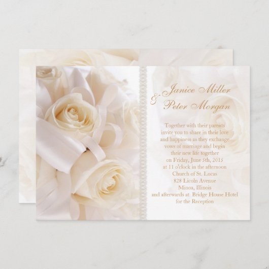 Romantische witte roomroos Weddenschap Kaart (Voorkant / Achterkant)