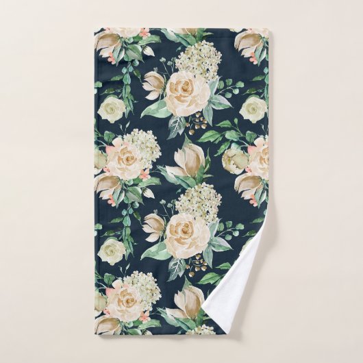 Romantische witte roos & hortensia bloemen bad handdoek (Handdoek)