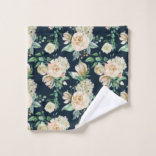 Romantische witte roos & hortensia bloemen bad handdoek (Wasdoekje)