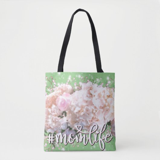 Romantische witte roze bloemen roze witte bloemen tote bag (Voorkant)