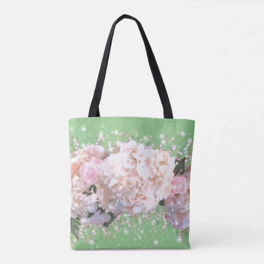 Romantische witte roze bloemen roze witte bloemen tote bag (Achterkant)