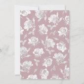 Romantische witte roze bloemige bruiloft kaart (Achterkant)