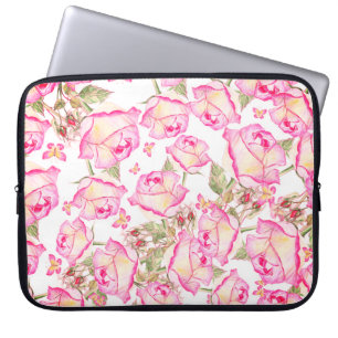 Romantische witte roze gele zomer roos bloemmotief laptop sleeve