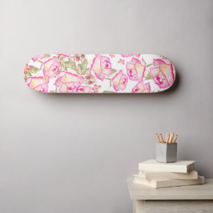Romantische witte roze gele zomerroos bloemmotief persoonlijk skateboard
