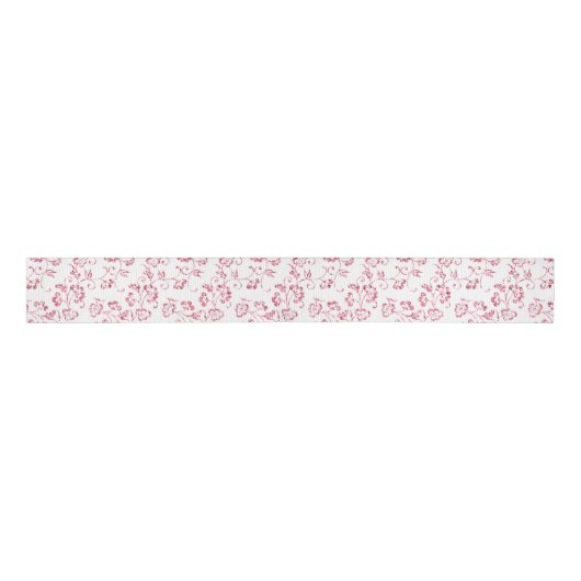 Romantische witte roze glitter bloemenbruiloft grosgrain lint (Voorkant)
