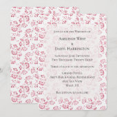 Romantische witte roze glitter bloemenbruiloft kaart (Voorkant / Achterkant)