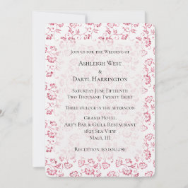 Romantische witte roze glitter bloemenbruiloft kaart