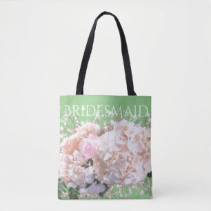 Romantische witte roze hortensia's, roze witte blo tote bag