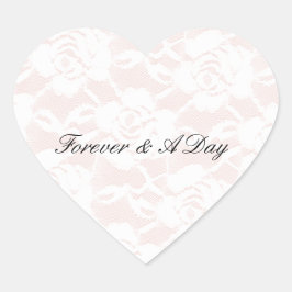 Romantische witte rozen blush roze bruiloft hart sticker