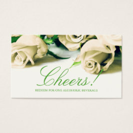 Romantische witte rozen bruiloft Drink ticket Visitekaartjes