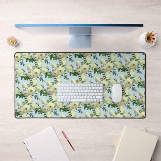 Romantische witte rozen bureaumat (Kantoor 1)