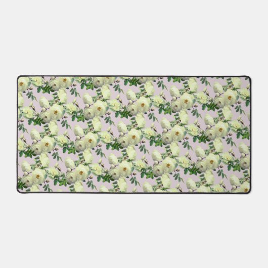 Romantische witte rozen bureaumat (Voorkant)