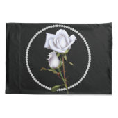 Romantische witte rozen Elegant Floral Glam Black Kussensloop (Achterkant)
