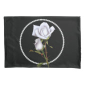 Romantische witte rozen Elegant Floral Glam Black Kussensloop (Voorkant)