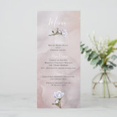 Romantische Witte Rozen Elegant Glam Huwelijksmenu Menu (Staand voorkant)