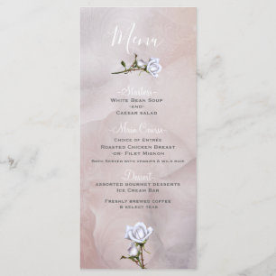 Romantische Witte Rozen Elegant Glam Trouwmenu Menu