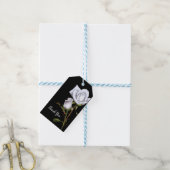 Romantische Witte Rozen Elegant Trouwcadeau Zwart Cadeaulabel (Met Touw)
