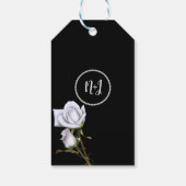 Romantische Witte Rozen Elegant Trouwcadeau Zwart Cadeaulabel (Achterkant)
