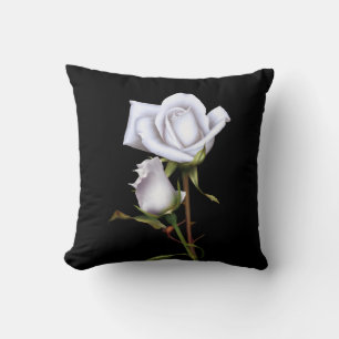 Romantische Witte Rozen Elegante Bloemenge Glam Zw Kussen