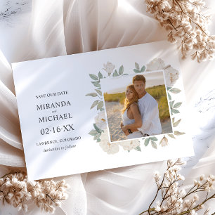Romantische witte rozen Elegante bruiloft FOTO Save The Date