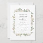 Romantische witte rozen Elegante BRUILOFT Kaart (Voorkant)