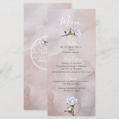 Romantische Witte Rozen Elegante Glam Wedding Menu (Voorkant / Achterkant)