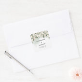 Romantische witte rozen Eucalyptus en gouden bruil Vierkante Sticker (Envelop)