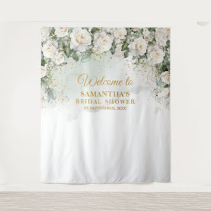 Romantische witte rozen Eucalyptus Vrijgezellenfee Wandkleed