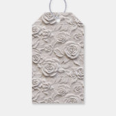 Romantische witte rozen faux lederen bruiloft cadeaulabel (Achterkant)