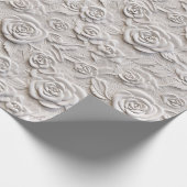 Romantische witte rozen faux lederen bruiloft cadeaupapier (Hoek)
