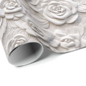 Romantische witte rozen faux lederen bruiloft cadeaupapier (Rol Hoek)