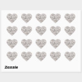 Romantische witte rozen faux lederen bruiloft hart sticker (Vel)