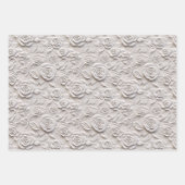 Romantische witte rozen faux lederen bruiloft inpakpapier vel (Voorkant 2)