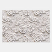Romantische witte rozen faux lederen bruiloft inpakpapier vel (Voorkant)