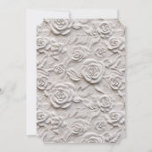 Romantische witte rozen faux lederen bruiloft kaart (Achterkant)
