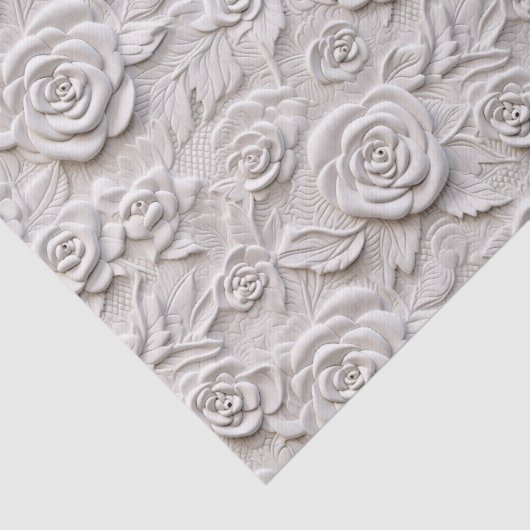 Romantische witte rozen faux lederen bruiloft tissuepapier (Detail)