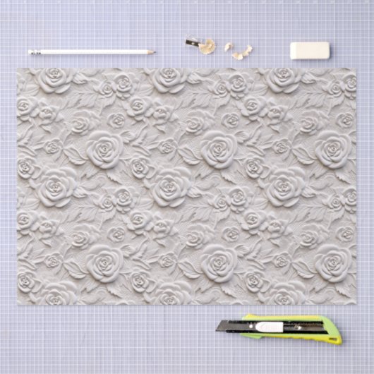 Romantische witte rozen faux lederen bruiloft tissuepapier (Craft)