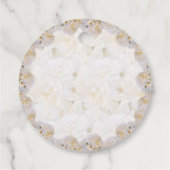 Romantische witte rozen gastfavoriet bedankjes labels (Achterkant)