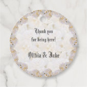 Romantische witte rozen gastfavoriet bedankjes labels (Voorkant)