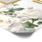 Romantische witte rozen gouden baby shower foto pr poster (Hoek)