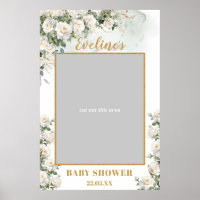 Romantische witte rozen gouden baby shower foto pr