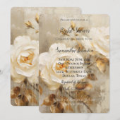 Romantische witte rozen gouden bladeren bruidsdouc kaart (Voorkant / Achterkant)