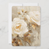 Romantische witte rozen gouden bladeren bruidsdouc kaart (Achterkant)
