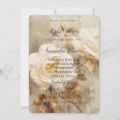 Romantische witte rozen gouden bladeren bruidsdouc kaart (Voorkant)