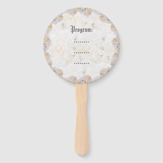 Romantische witte rozen handventilator handwaaier (Achterkant)