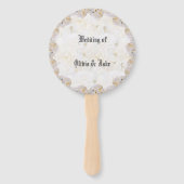 Romantische witte rozen handventilator handwaaier (Voorkant)