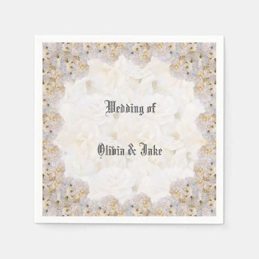 Romantische witte rozen luiers servet (Voorkant)